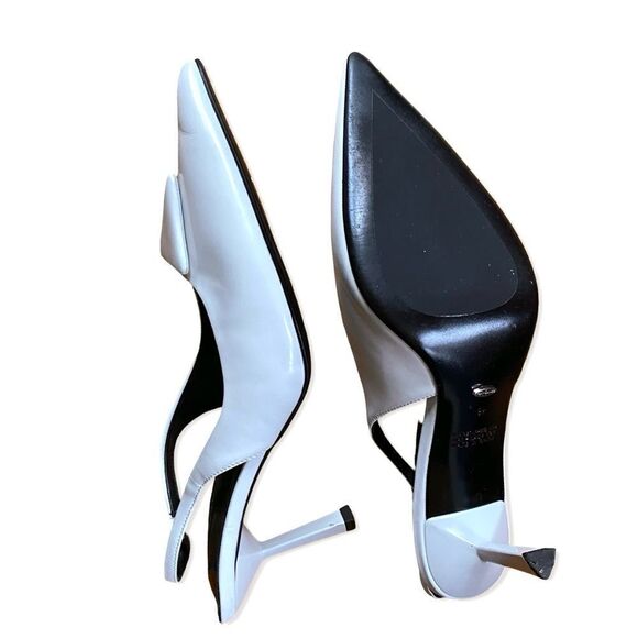 Tony Bianco Bertie high heels Slingbacks shoes White high shine  Revolve Sz 9.5 - Picture 13 of 15